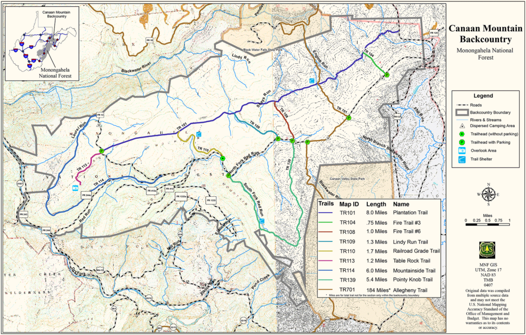 Canaan Mountain Backcountry Trail Map | Highlands Trail Foundation ...